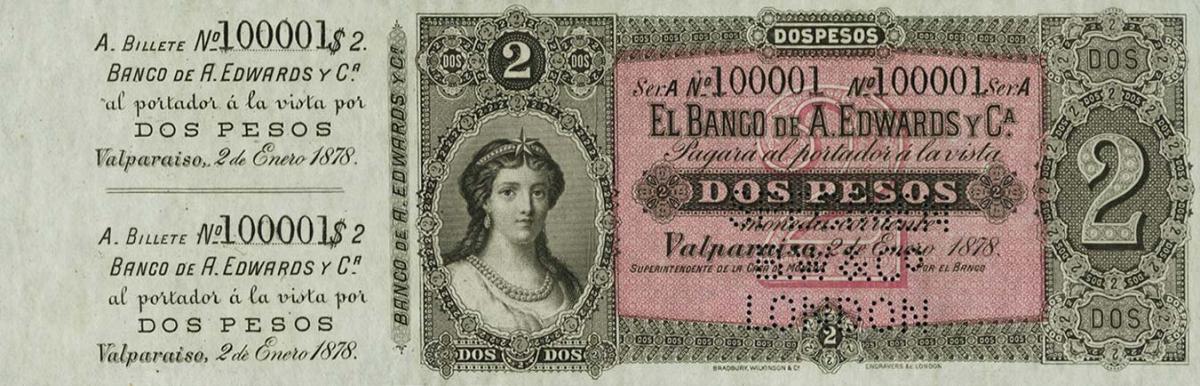 Front of Chile pS238s: 2 Pesos from 1878