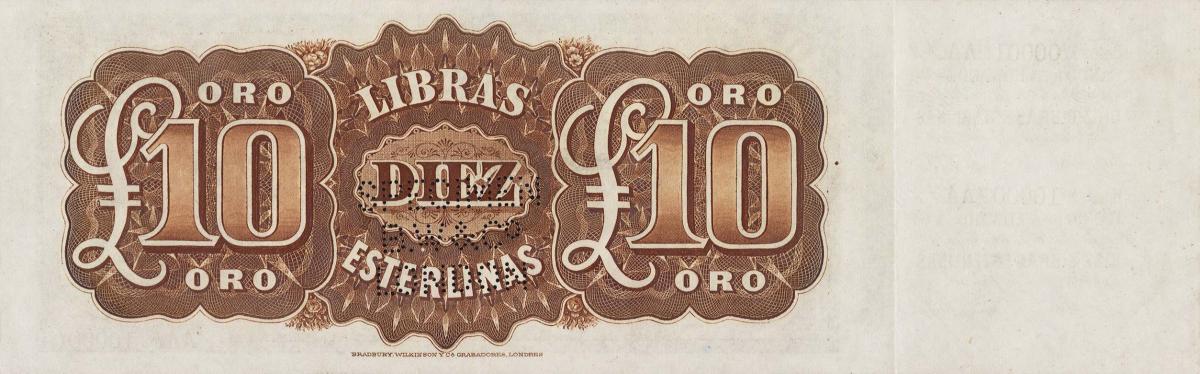 Back of Chile pS248s: 10 Pound Sterling from 1890