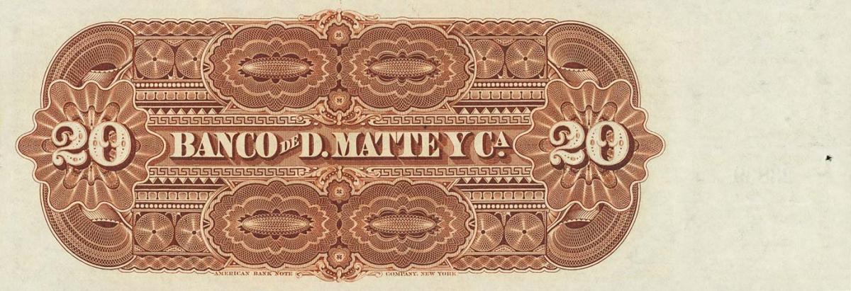 Back of Chile pS279r: 20 Pesos from 1888