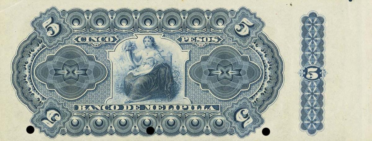 Back of Chile pS297s: 5 Pesos from 1887