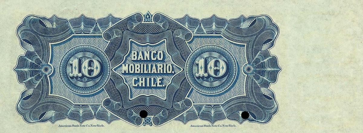 Back of Chile pS308s: 10 Pesos from 1890