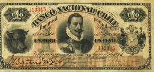 pS331a from Chile: 1 Peso from 1878