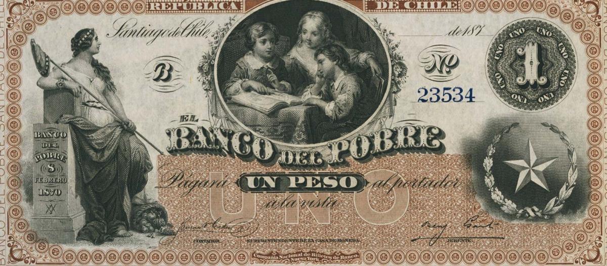 Front of Chile pS361r: 1 Peso from 1877