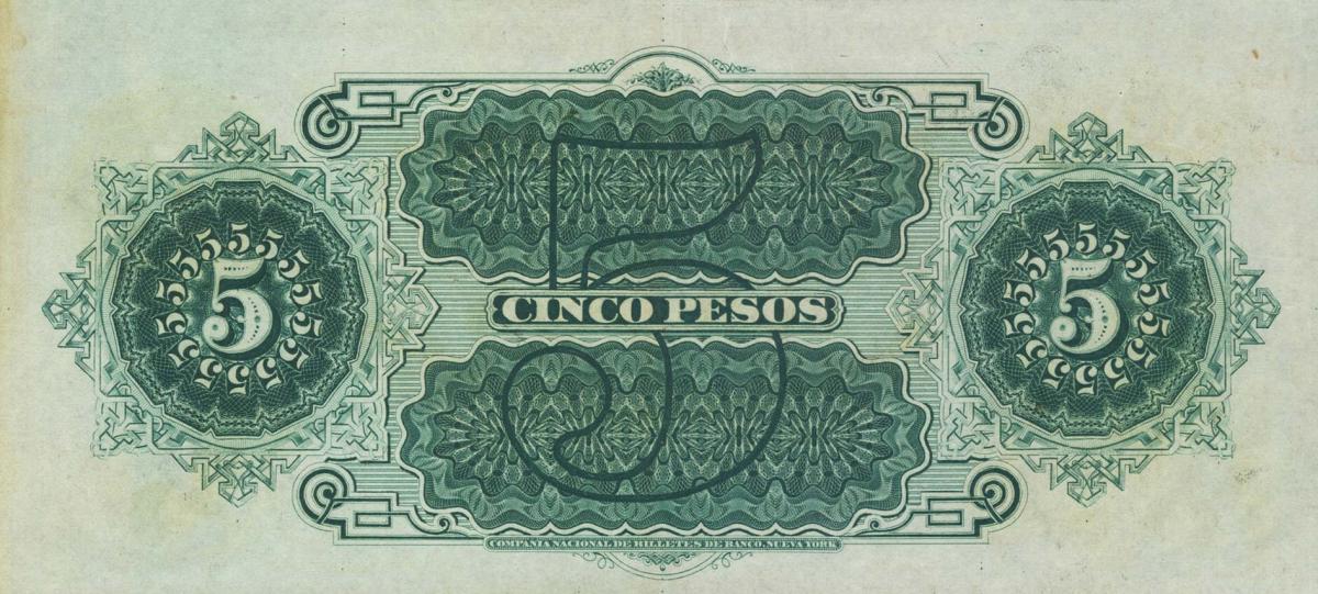 Back of Chile pS362r: 5 Pesos from 1876