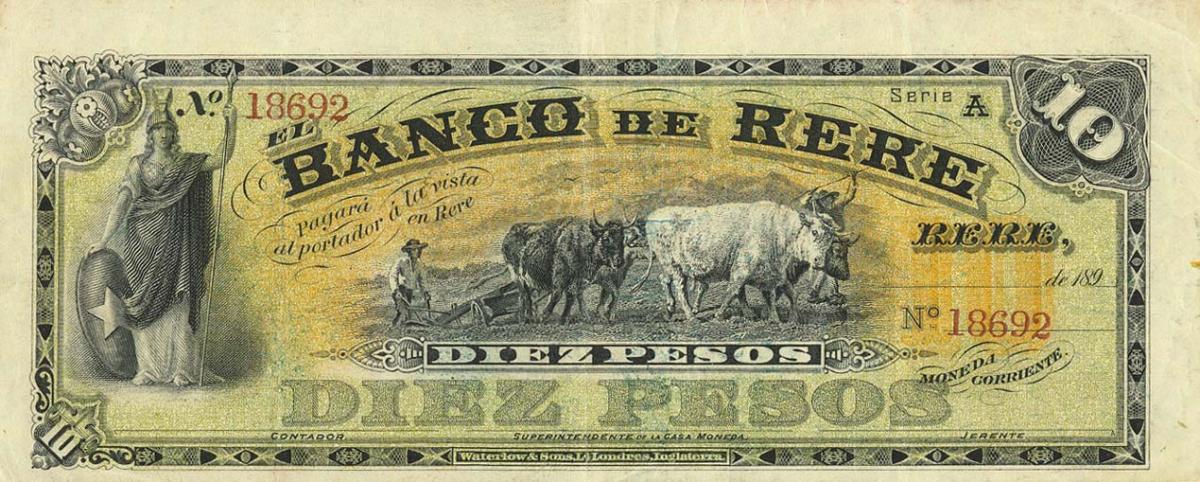 Front of Chile pS388: 10 Pesos from 1890