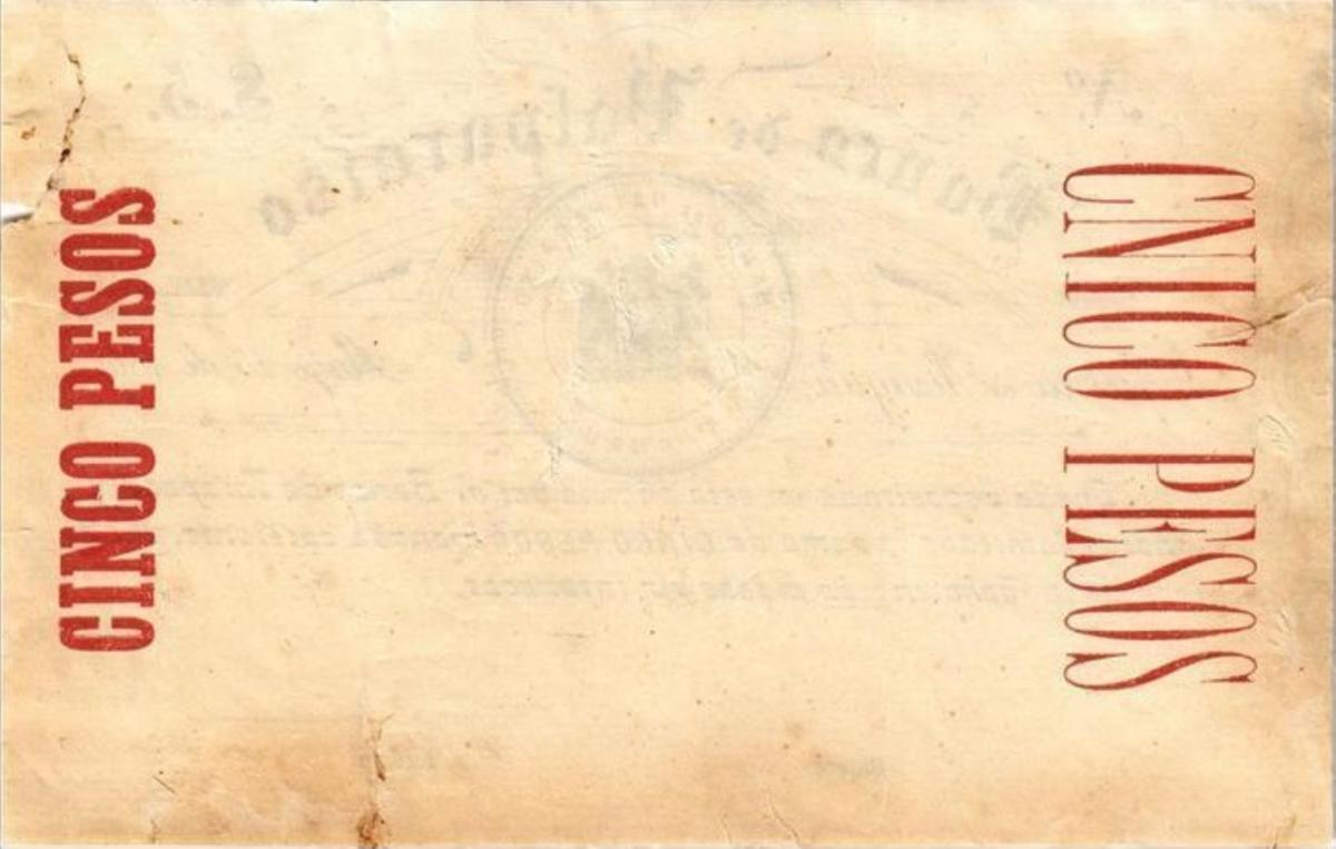 Back of Chile pS511: 5 Pesos from 1891