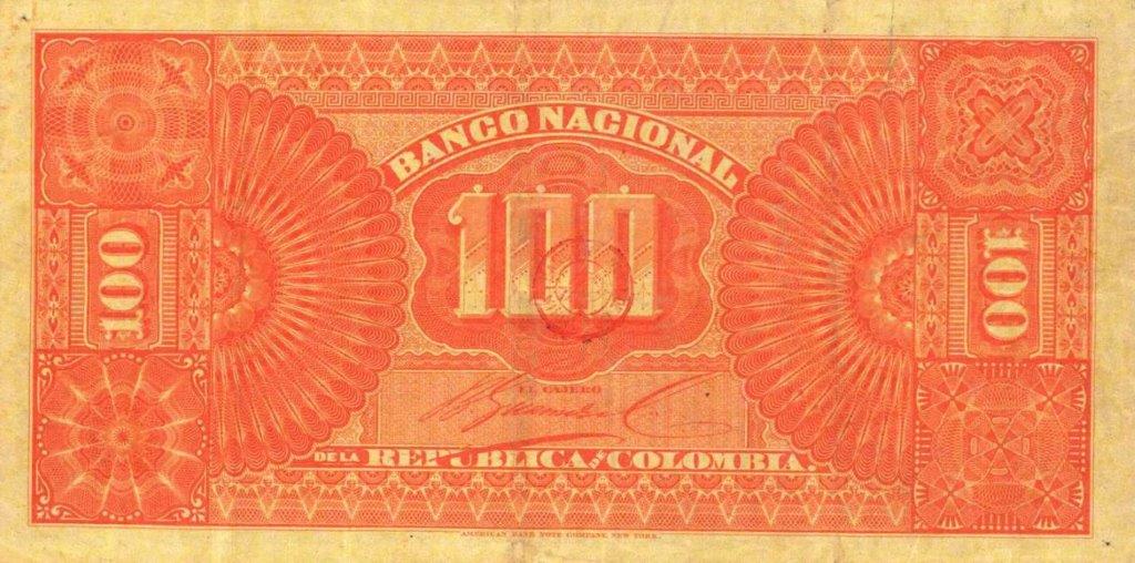 Back of Colombia p218a: 100 Pesos from 1888