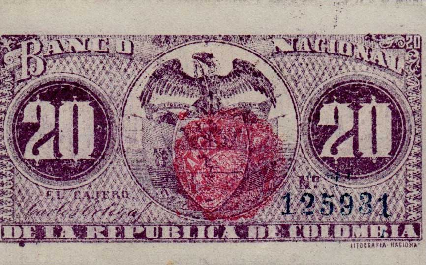 Back of Colombia p265: 20 Centavos from 1900