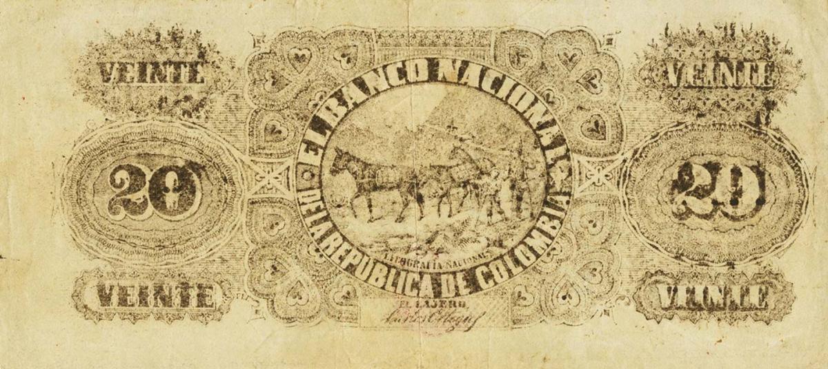 Back of Colombia p276b: 20 Pesos from 1900