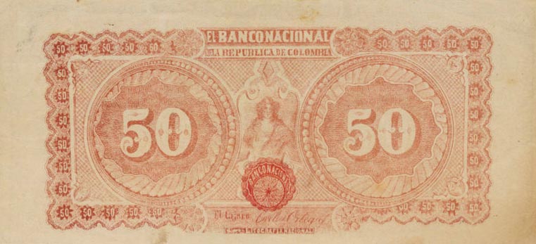 Back of Colombia p279: 50 Pesos from 1900