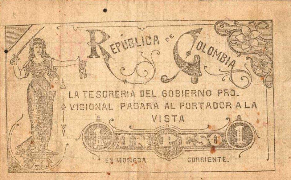 Front of Colombia p295A: 1 Peso from 1900