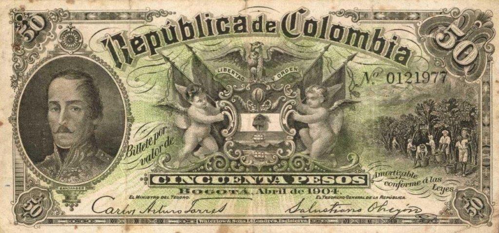 Front of Colombia p314: 50 Pesos from 1904