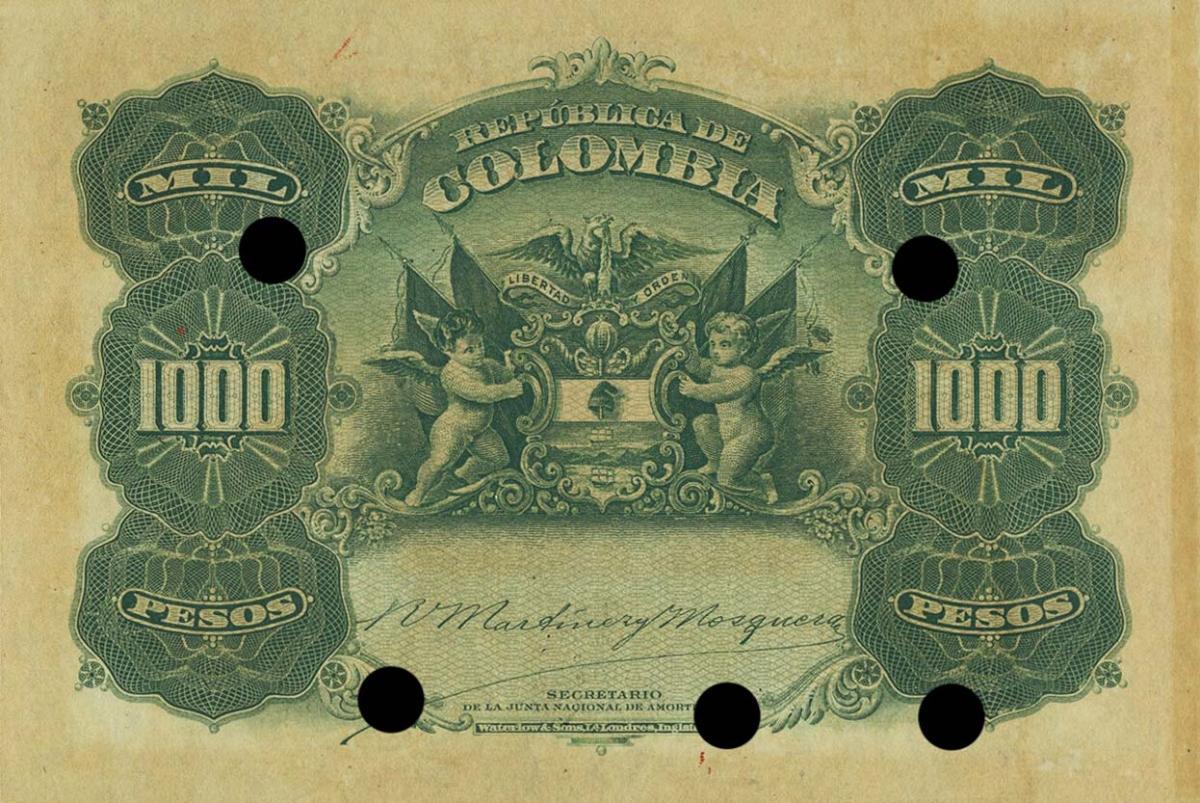 Back of Colombia p316s: 1000 Pesos from 1908