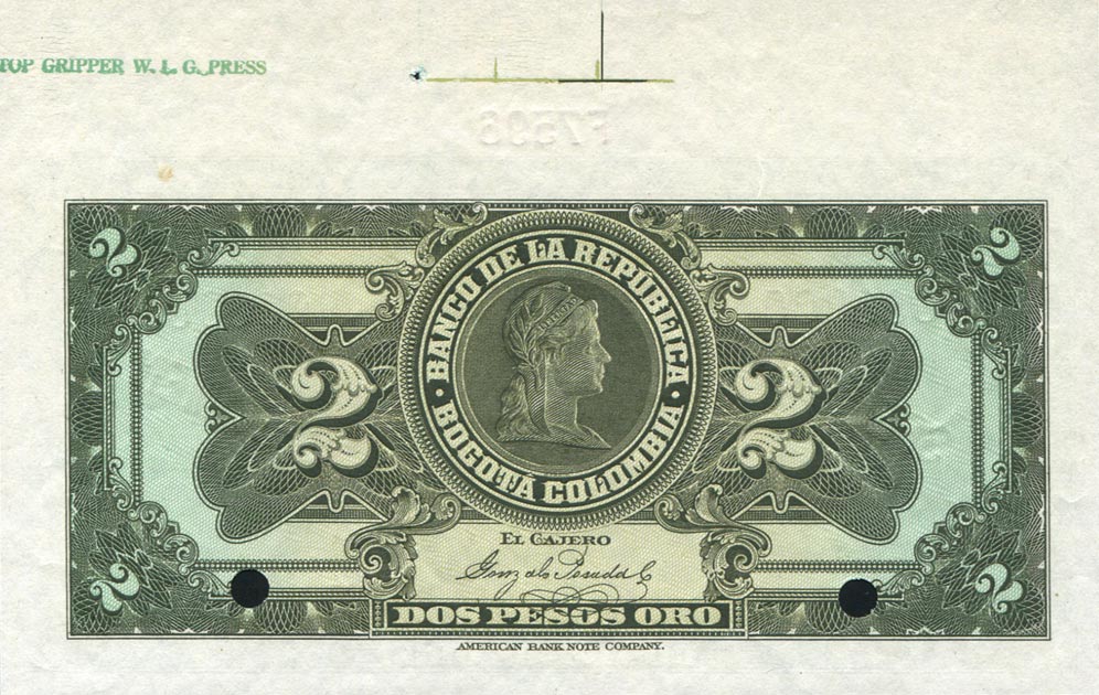 Back of Colombia p362s: 2 Pesos Oro from 1923