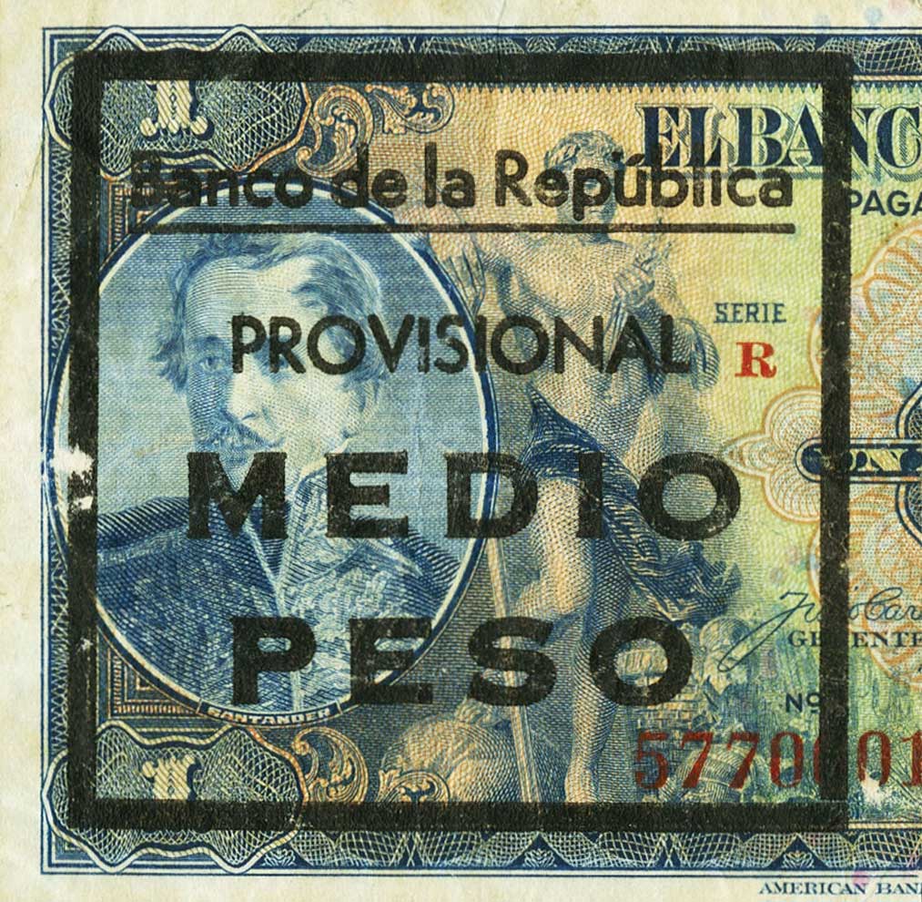 Front of Colombia p397c: 0.5 Peso from 1946