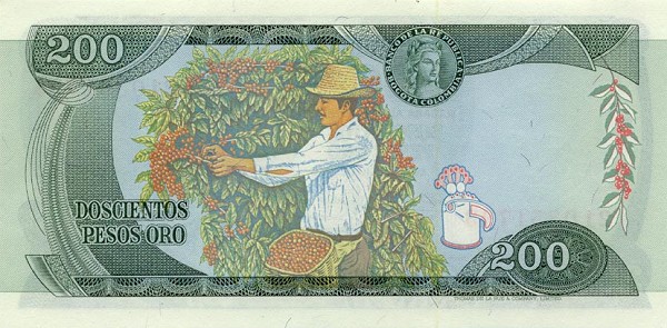 Back of Colombia p419a: 200 Pesos Oro from 1978