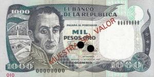 Gallery image for Colombia p432s: 1000 Pesos Oro