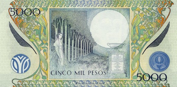 Back of Colombia p441a: 5000 Pesos from 1995