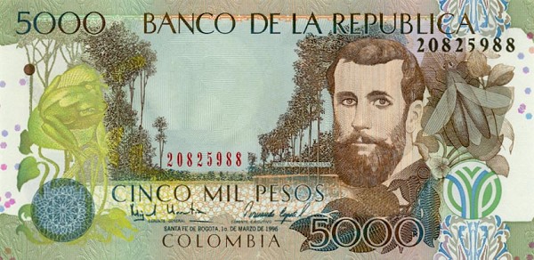 Front of Colombia p441a: 5000 Pesos from 1995