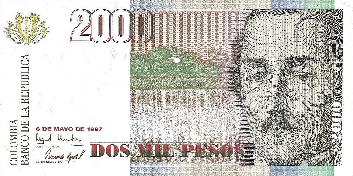 Front of Colombia p445b: 2000 Pesos from 1997