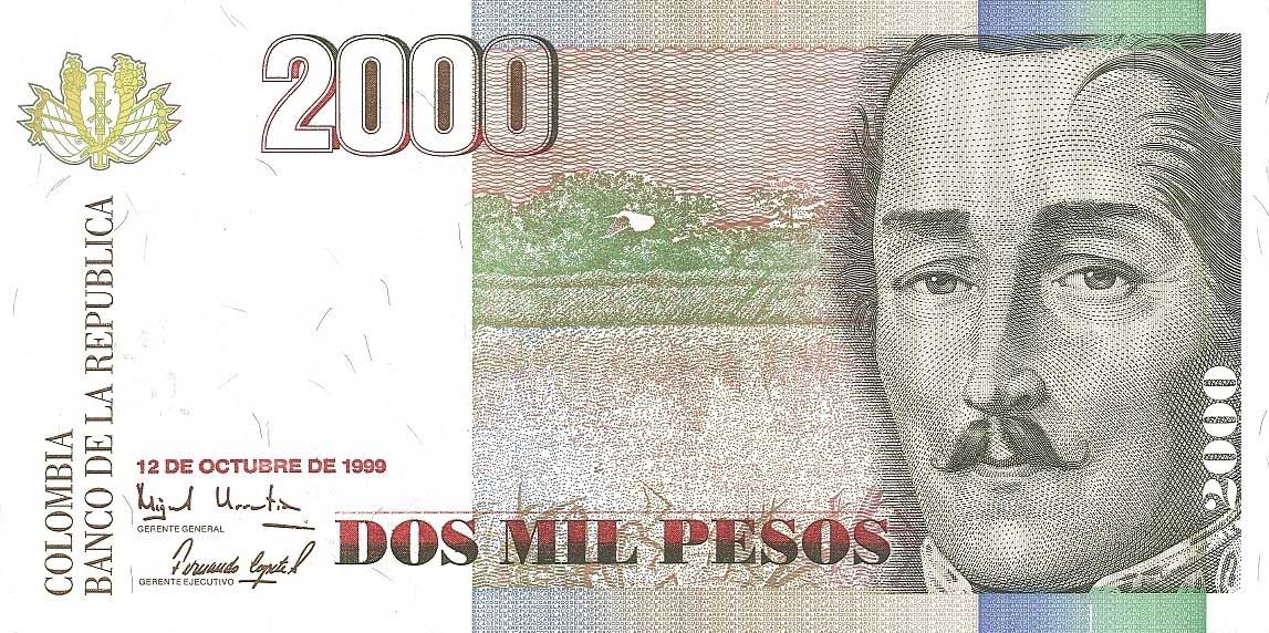 Front of Colombia p445f: 2000 Pesos from 1999