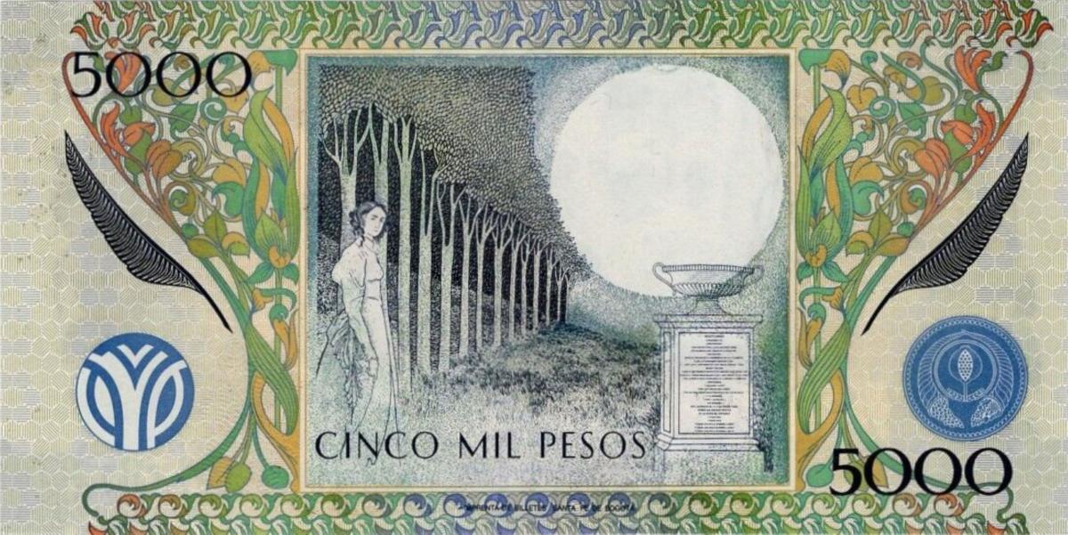 Back of Colombia p447c: 5000 Pesos from 1999