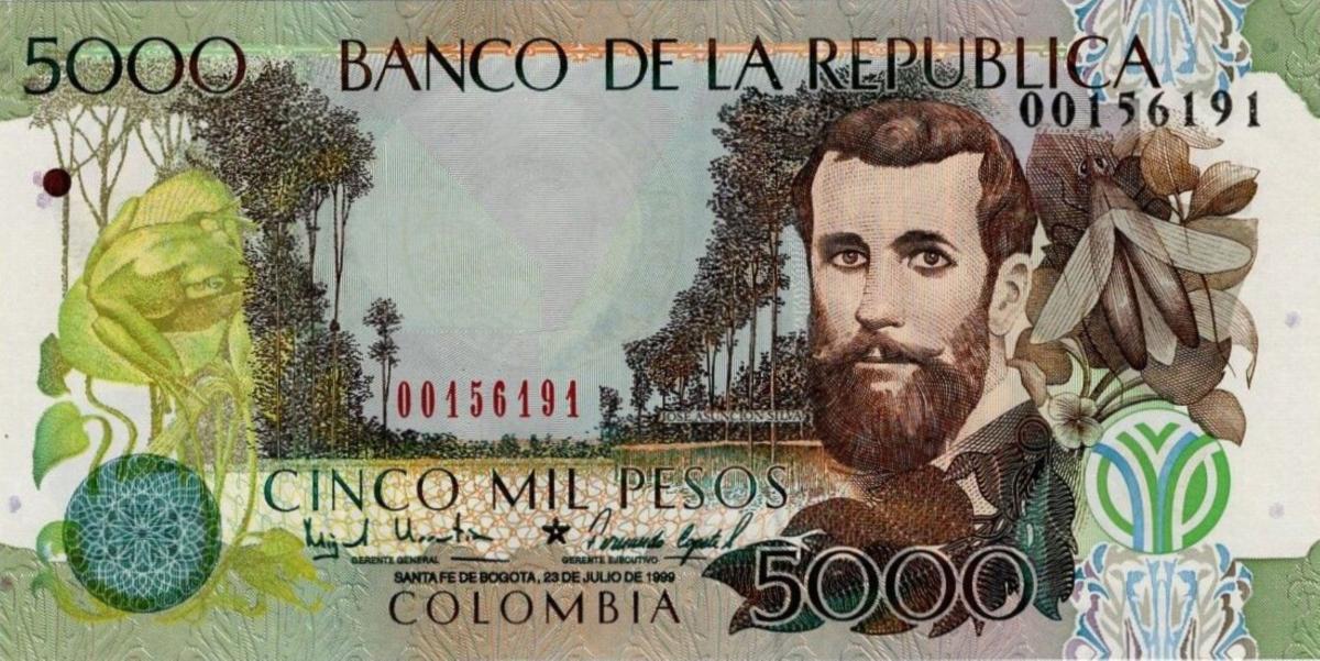 Front of Colombia p447c: 5000 Pesos from 1999