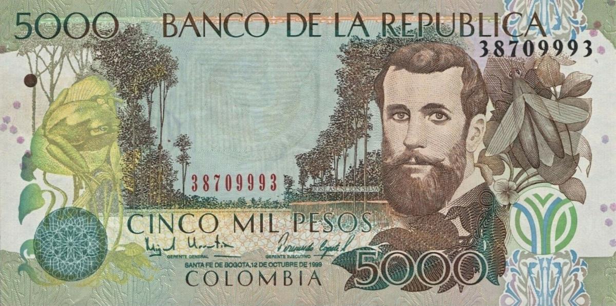 Front of Colombia p447d: 5000 Pesos from 1999