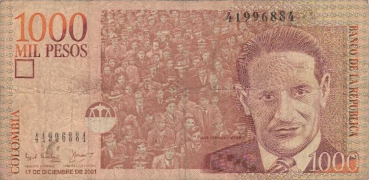 Front of Colombia p450c: 1000 Pesos from 2001