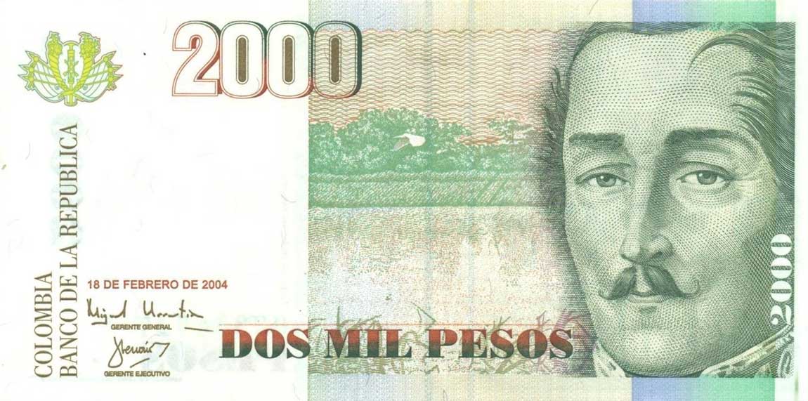 Front of Colombia p451b: 2000 Pesos from 2001