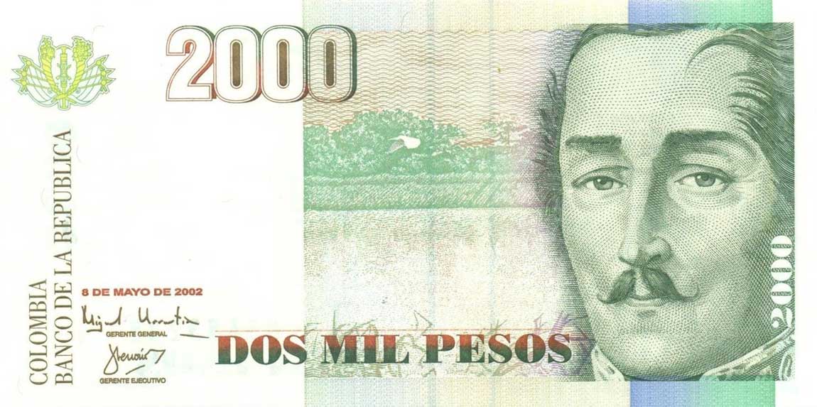 Front of Colombia p451e: 2000 Pesos from 2002