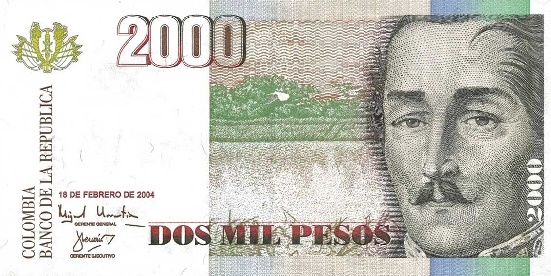 Front of Colombia p451h: 2000 Pesos from 2004