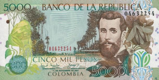 Front of Colombia p452a: 5000 Pesos from 2001