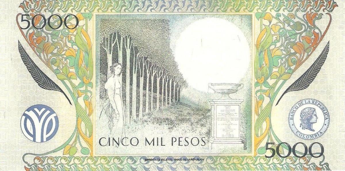 Back of Colombia p452g: 5000 Pesos from 2006
