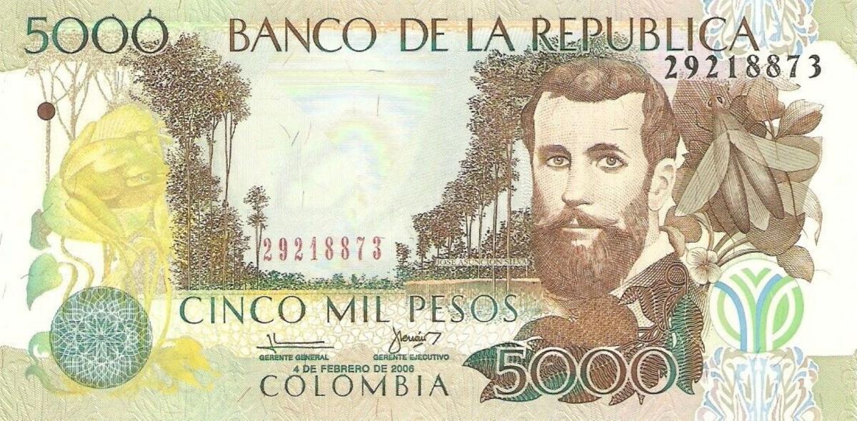 Front of Colombia p452g: 5000 Pesos from 2006