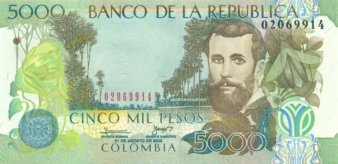 Front of Colombia p452j: 5000 Pesos from 2008