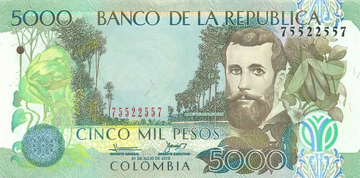 Front of Colombia p452l: 5000 Pesos from 2010