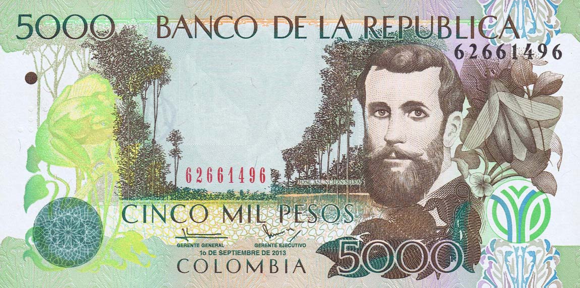 Front of Colombia p452p: 5000 Pesos from 2013