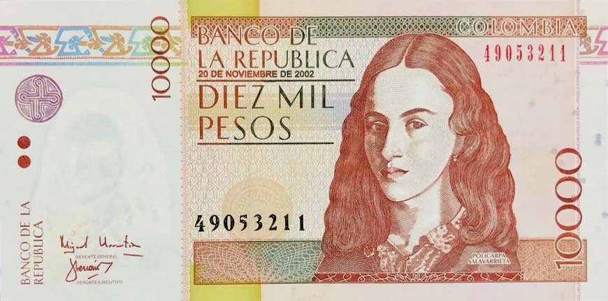 Front of Colombia p453d: 10000 Pesos from 2002