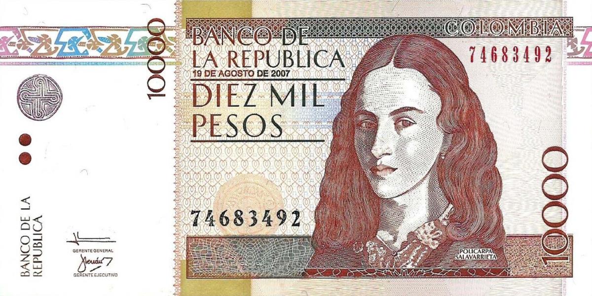 Front of Colombia p453j: 10000 Pesos from 2007