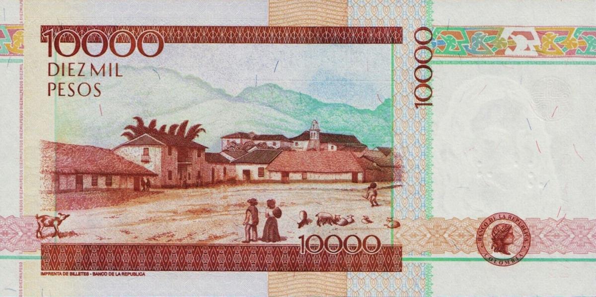 Back of Colombia p453m: 10000 Pesos from 2009