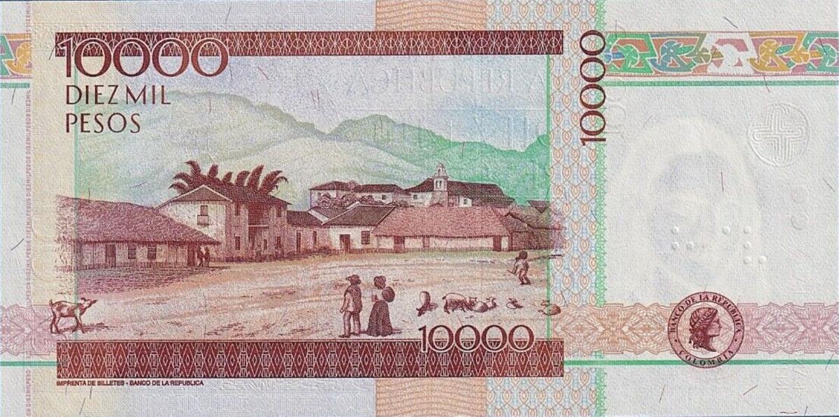 Back of Colombia p453n: 10000 Pesos from 2010