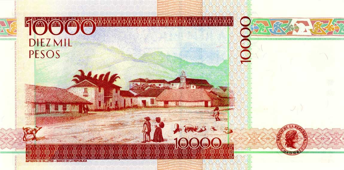 Back of Colombia p453p: 10000 Pesos from 2012