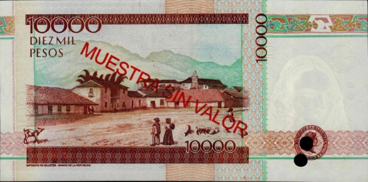 Back of Colombia p453s: 10000 Pesos from 2001