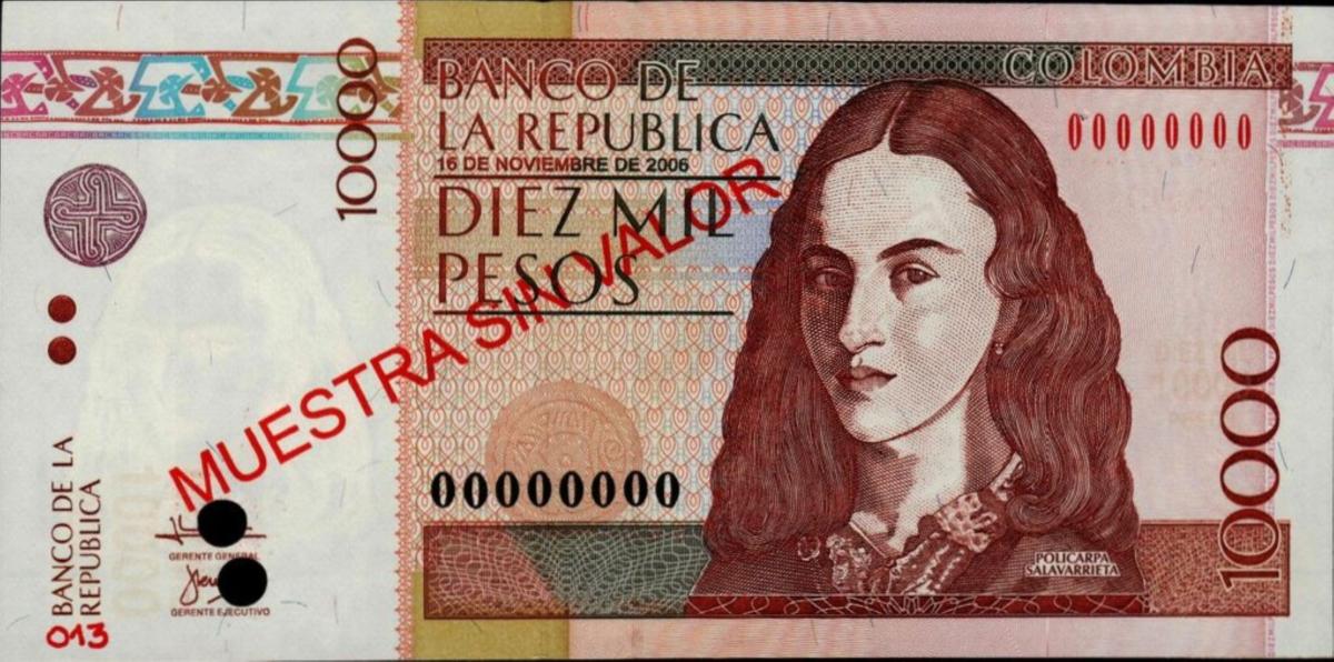 Front of Colombia p453s: 10000 Pesos from 2001