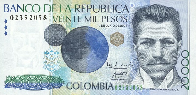 Front of Colombia p454a: 20000 Pesos from 2001