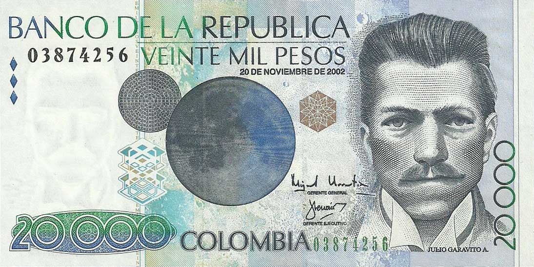 Front of Colombia p454e: 20000 Pesos from 2002