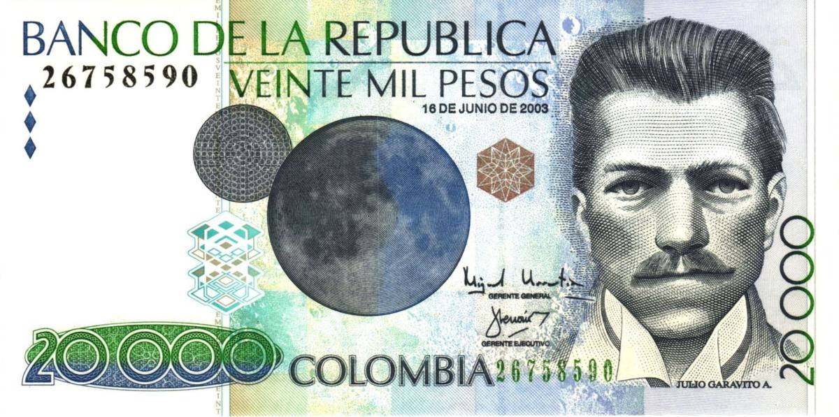 Front of Colombia p454g: 20000 Pesos from 2003