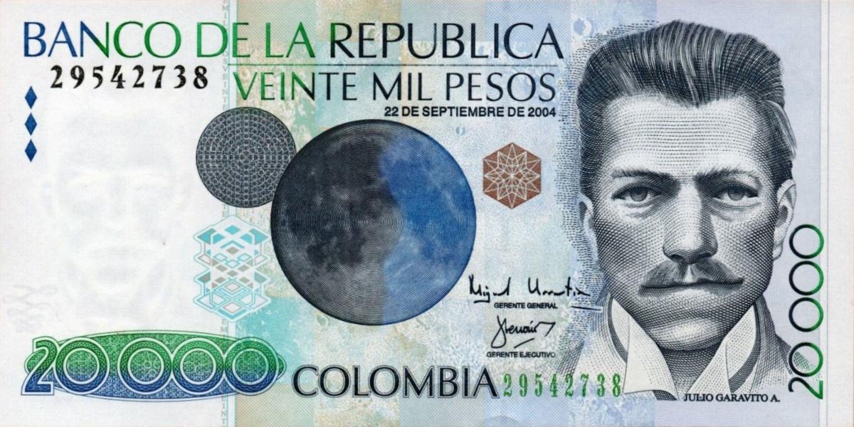 Front of Colombia p454i: 20000 Pesos from 2004