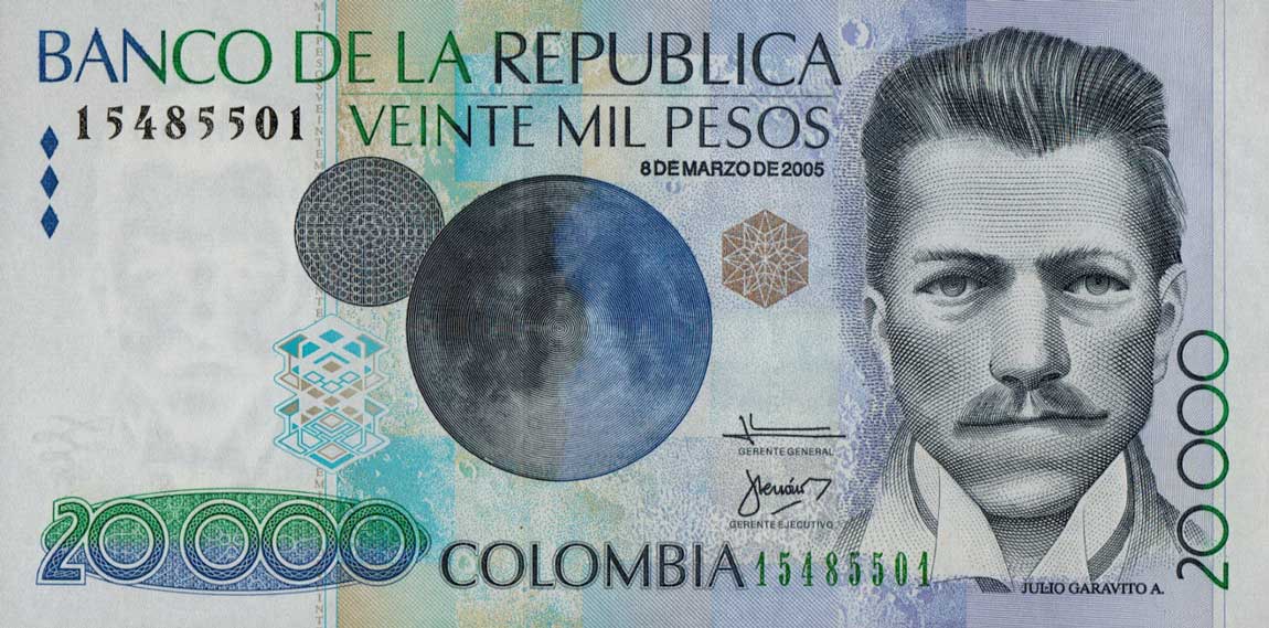 Front of Colombia p454j: 20000 Pesos from 2005